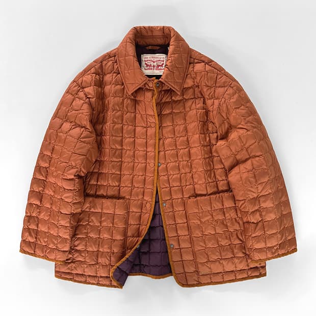 리바이스 번트 오렌지 퀼팅 자켓