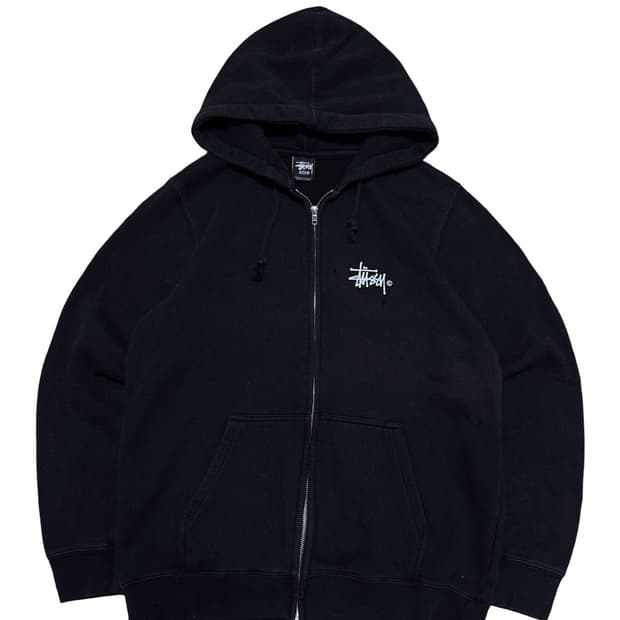 스투시 베이직 빅스탁 블랙 후드집업