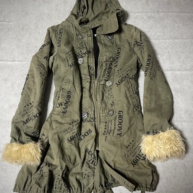 (Ziddy)y2k down fur jacket