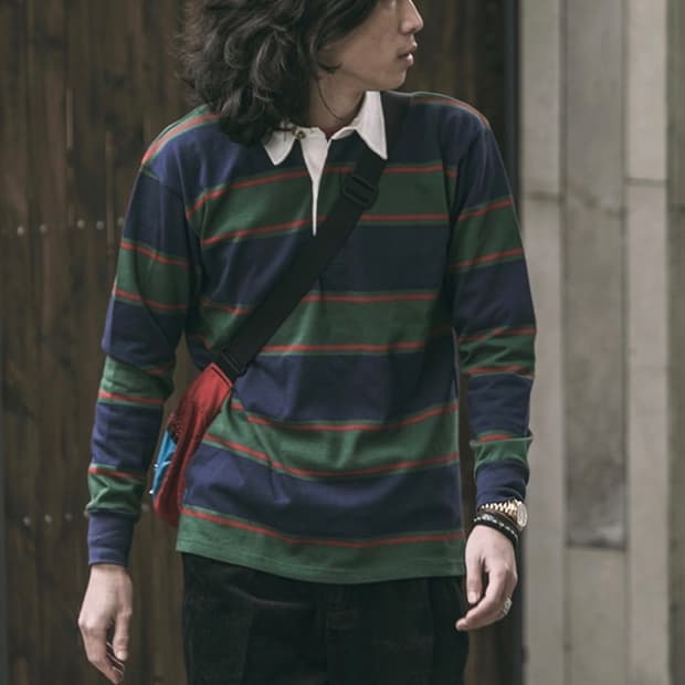 [M] 브론슨 논스탁 클래식핏 스트라이프 저지 럭비 티 셔츠