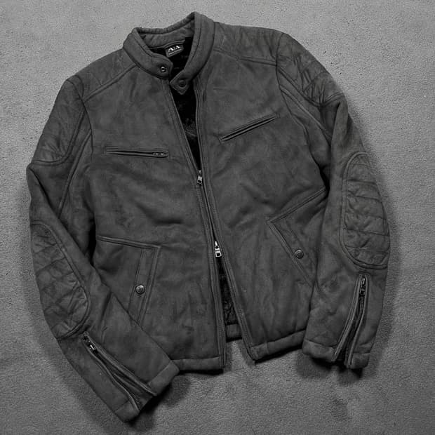 아르마니 익스체인지 스웨이드 바이커 투웨이 자켓