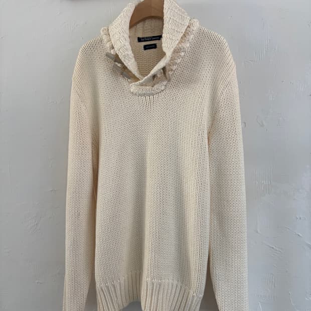 Polo 폴로 랄프로렌 토글 버튼 아이보리 숄카라 니트 스웨터