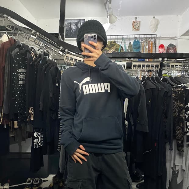 Puma 로고 플레이 후드티