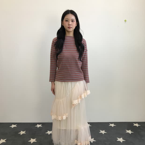 Saint James Orange Stripe Long Sleeve