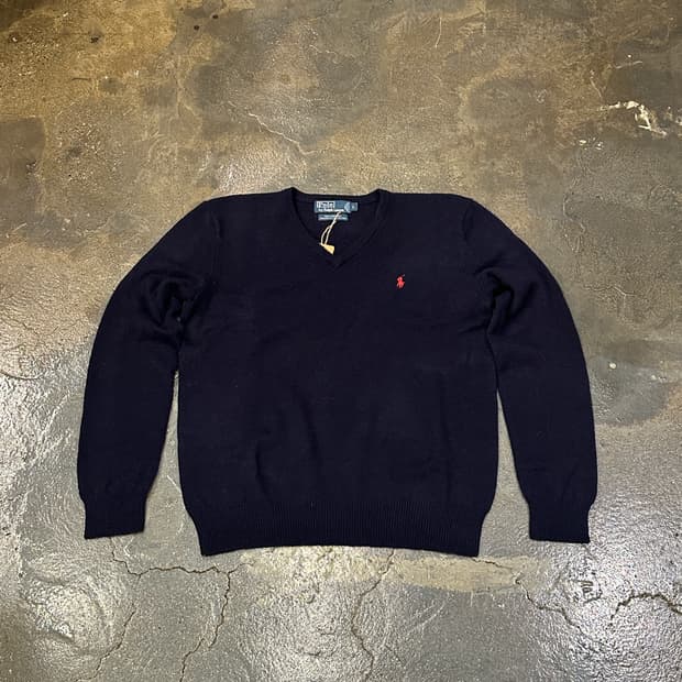 폴로 랄프로렌 렘스울 네이비 V넥 니트 L