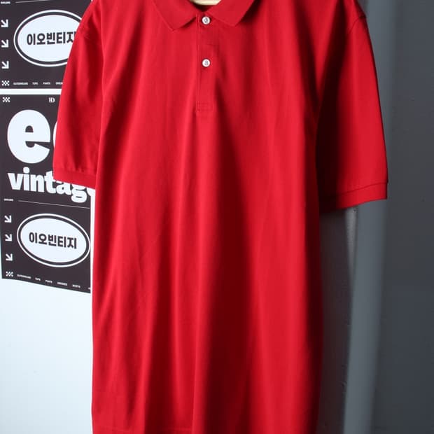 (2XL) 지오다노 반팔 카라 티셔츠 새상품 빅사이즈 무지-H36499
