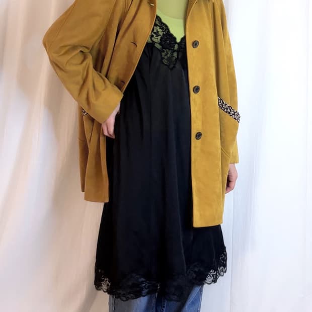 Lace Trim Slip Dress - Black