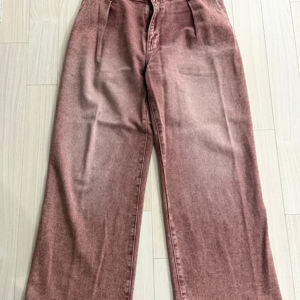 낫포너드 원턱 와이드 데님팬츠 워시드 핑크