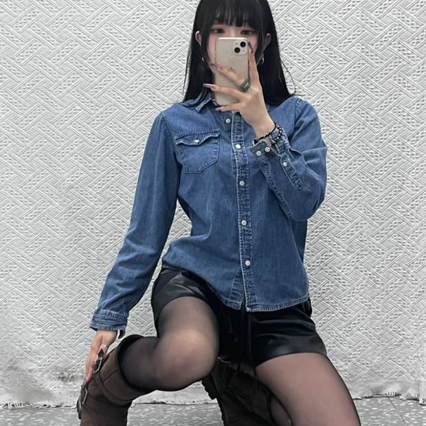 트루릴리전 컨트리 레트로 빈티지 슬림핏 데님 셔츠 S C11657