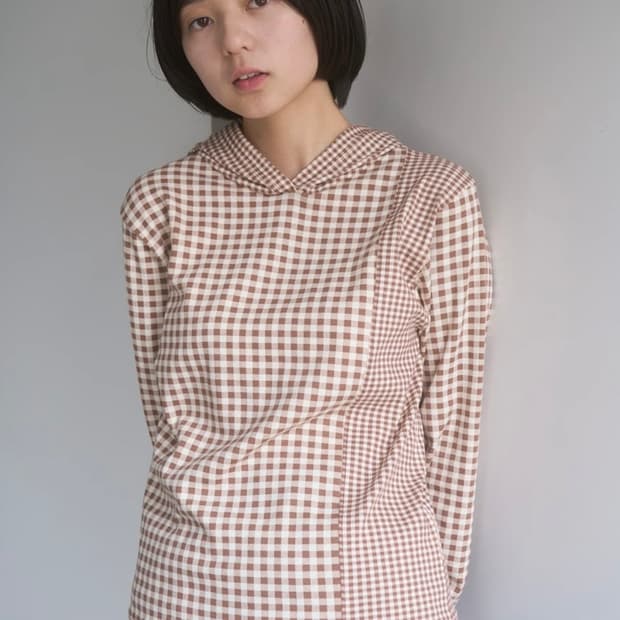 페스토 Pesto 하프앤하프 체크 후디드 다크 소일