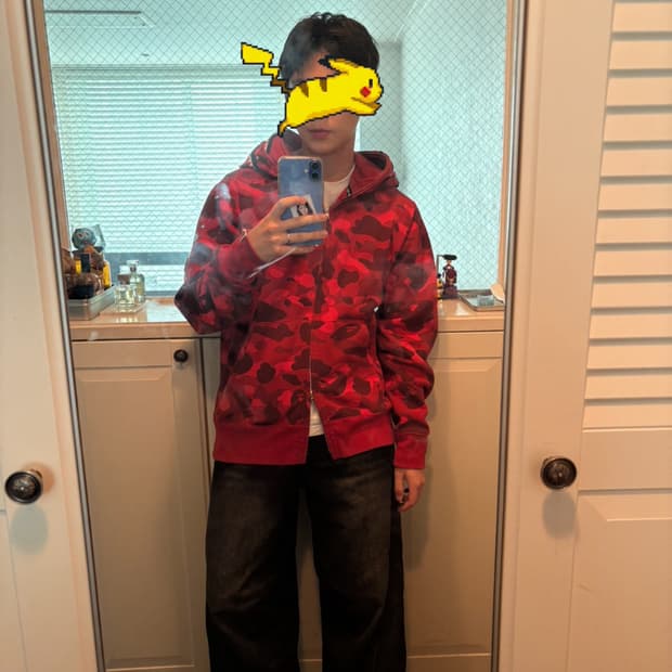 베이프 더블샤크 후드집업 레드 L