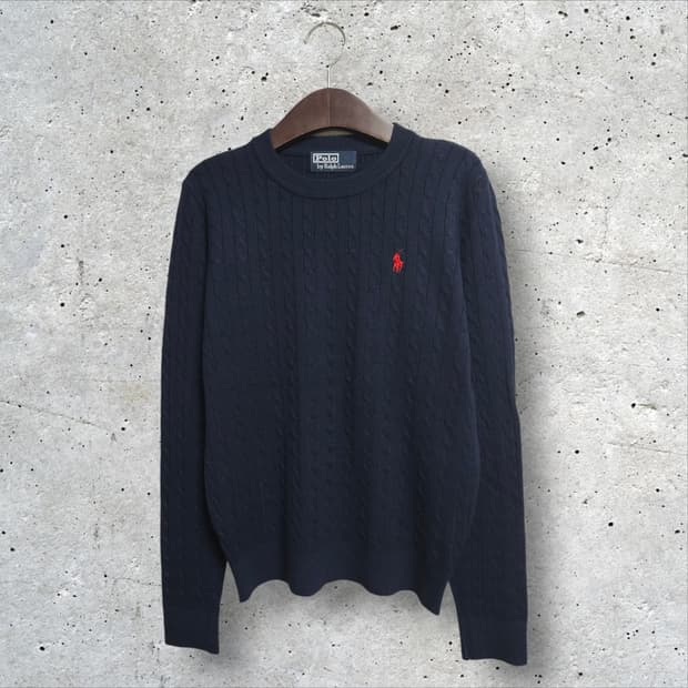 폴로랄프로렌 네이비 꽈배기 니트 (95/M)