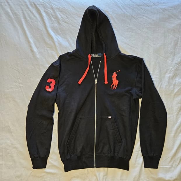 폴로 랄프로렌 미니 RL 플래그 빅포니 후드집업 블랙