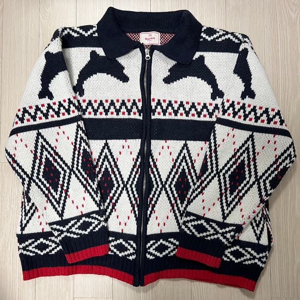 와이케이 waikei 돌핀 노르딕 집업 가디건 네이비1