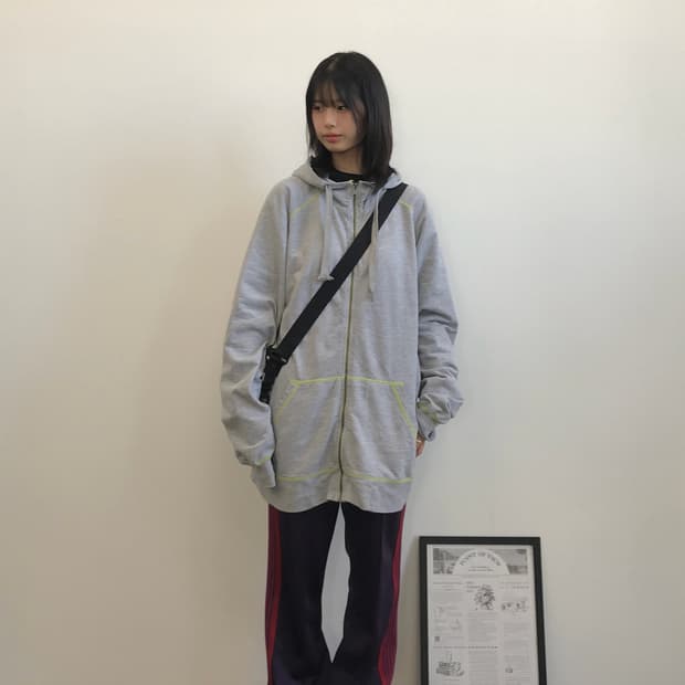 CSG Neon Stitch Half Zip Hoodie Gray