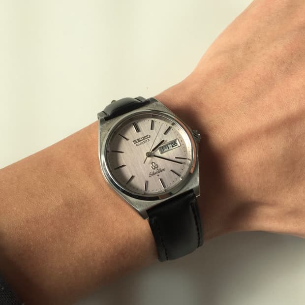 80s seiko silver wave quartz day-date