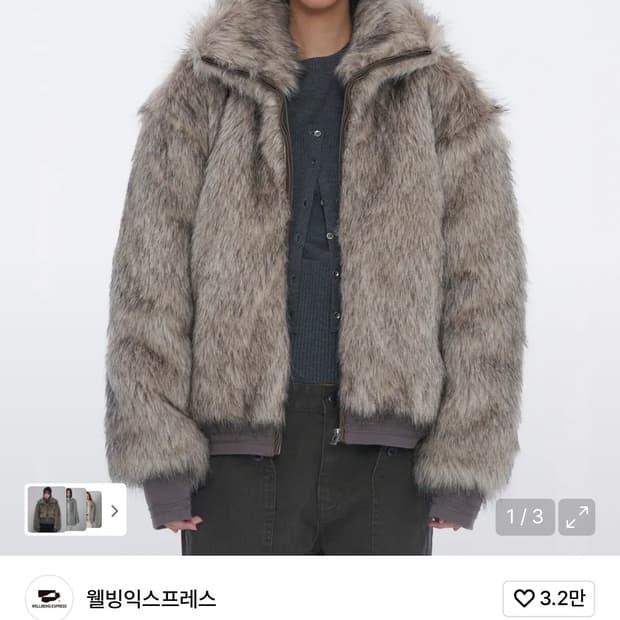 웰빙익스프레스 퍼 자켓 grey