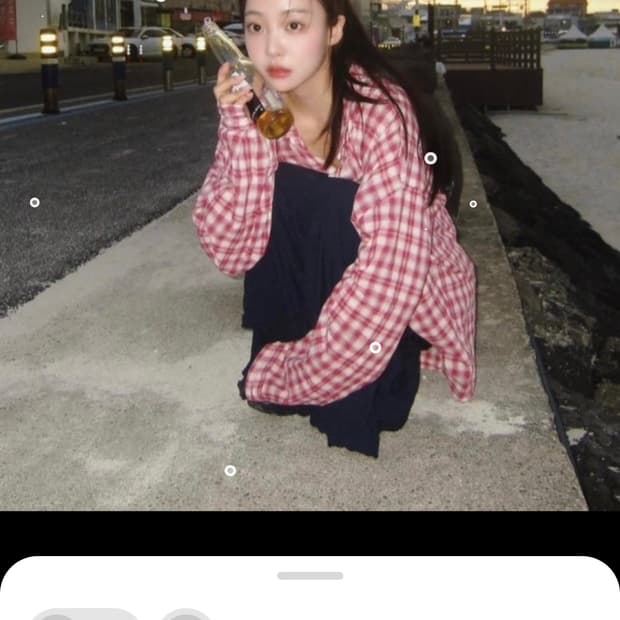 랑거 아이코닉 1 옴브레 체크셔츠 레드