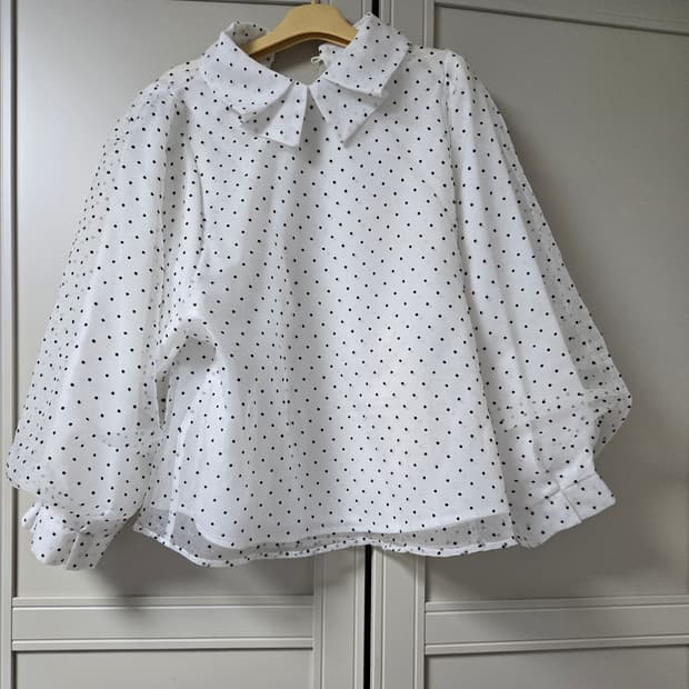 화이트 도트 셔츠 땡땡이 블라우스 