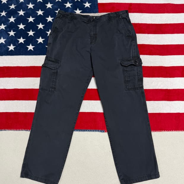 EASY Clothing Supplies 워시드 블랙 카고팬츠 루즈핏 