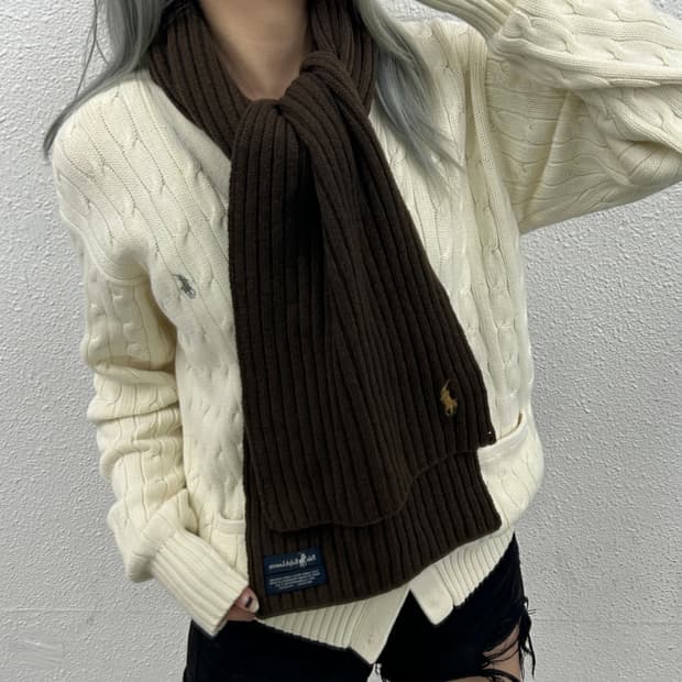 폴로 랄프로렌 브라운 니트 머플러