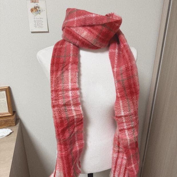 레드 체크 머플러 새상품