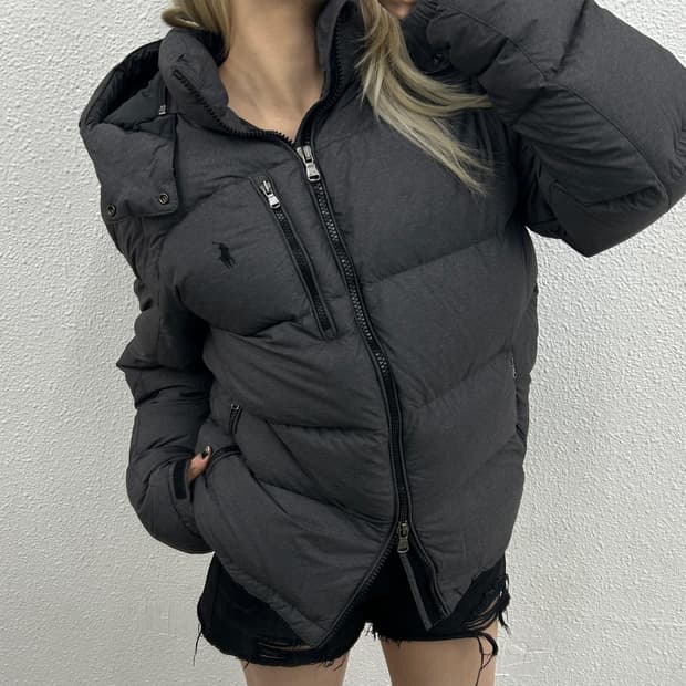 폴로 랄프로렌 블랙포니 차콜 후드패딩 L