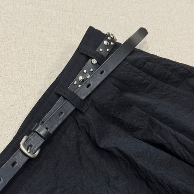 요지야마모토 주얼 스터드 레더 벨트