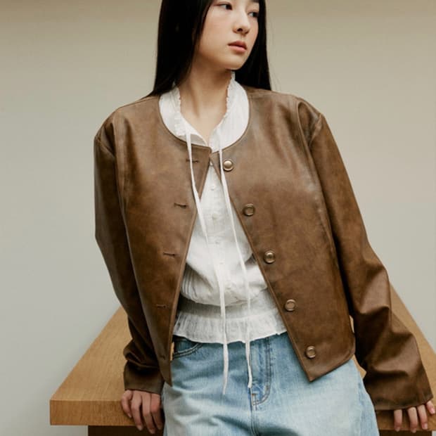 르아보네 워시드 레더자켓 블랙