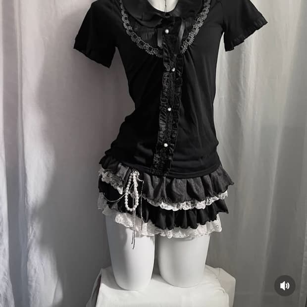 엑시즈팜 블랙 레이스 공겜여주 고스로리 고딕 갸루 탑