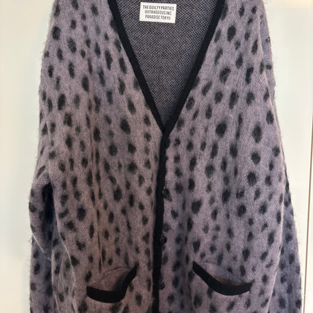와코마리아 모헤어 레오파드 가디건 