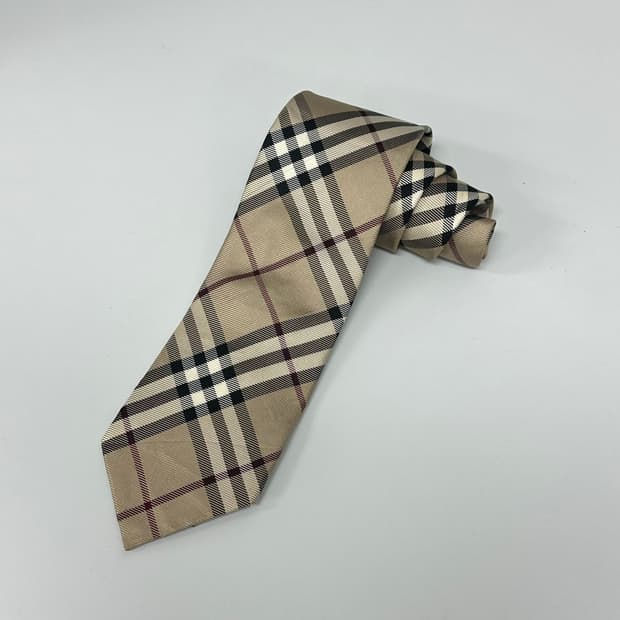 버버리 사선 체크 실크 넥타이
