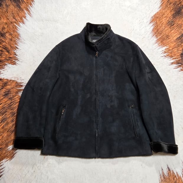 베이직 넥 버클 기모 무스탕 자켓