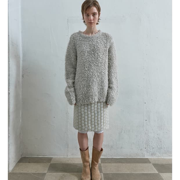  PEBBLE JACQUARD MIDI SKIRT IN ECRU