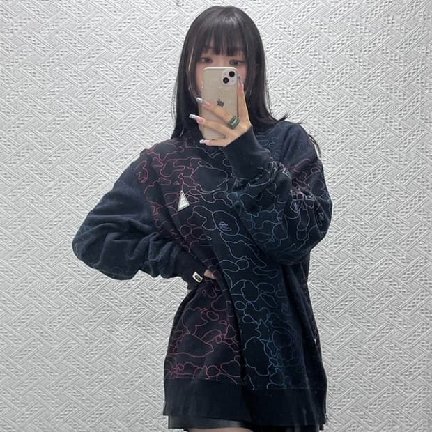 베이프 AAPE 스트릿 펑크 키치 레인보우 사루 맨투맨 XL C12829