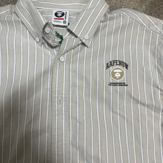 Aape moonface-logo striped shirt M