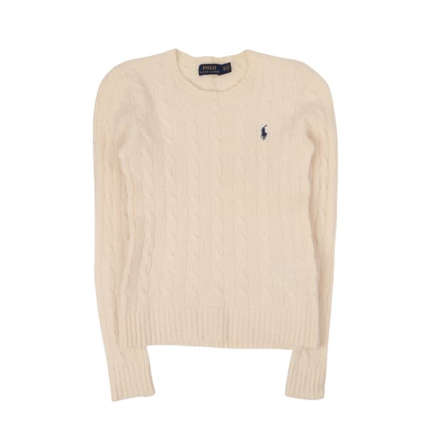 폴로 랄프로렌 우먼스 크림 울 캐시미어 케이블 니트