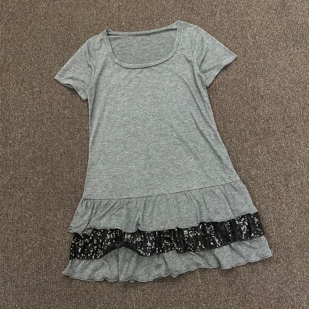 M)Japanese vintage 차콜 레이스 미니 원피스