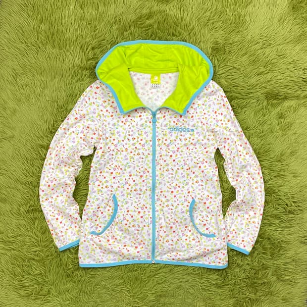 아디다스 플라워 프린팅 풀 집 후드 스웻 자켓