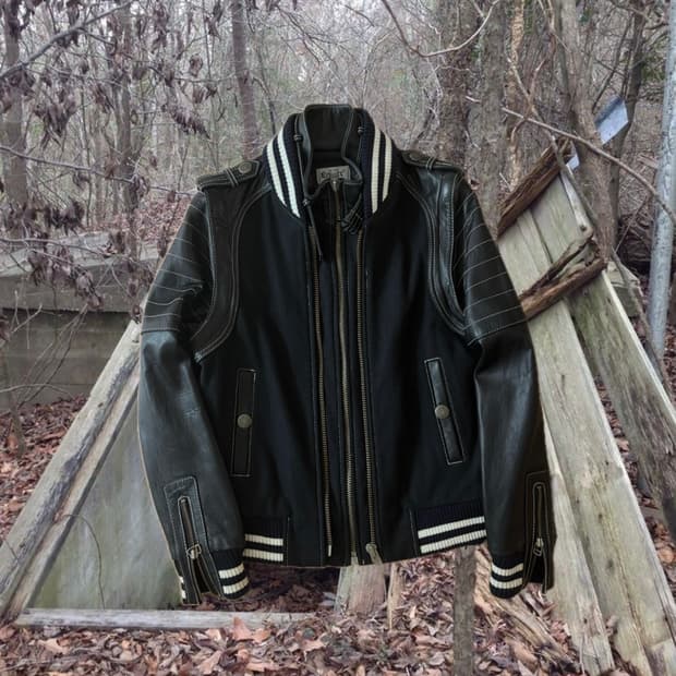 Leather wool Varsity Jacket