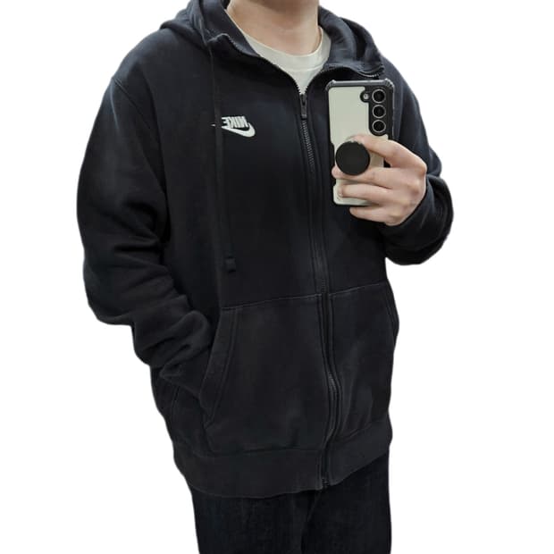 XL 105 나이키 블랙 기모 후드집업