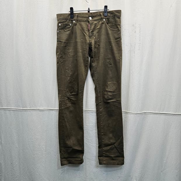 DSQUARED2 워싱 데미지 카키 팬츠 (94