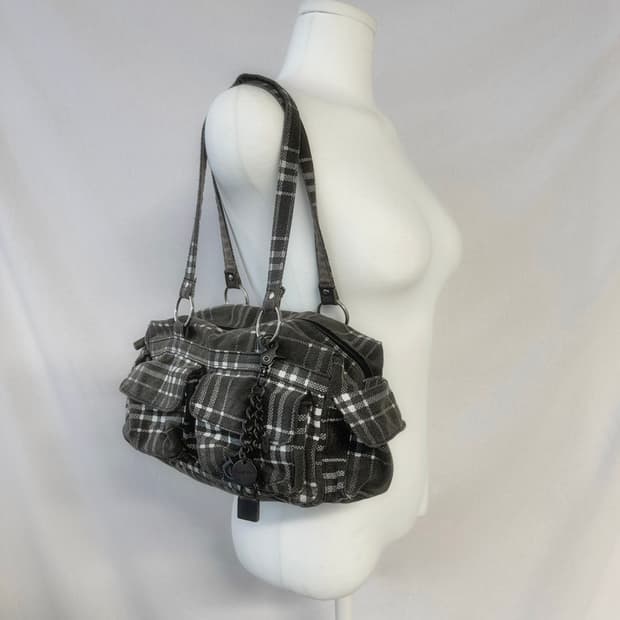 멀티 포켓 y2k 체크 패턴 숄더백