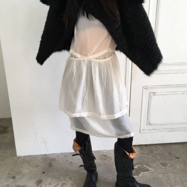 연말원피스 시스루 아이보리 플라츠 원피스 아이보리