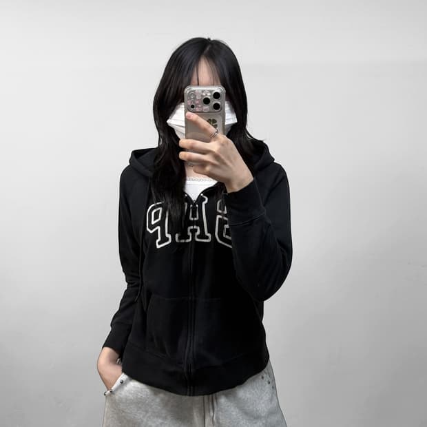 갭 Gap 스펠 로고 후드집업 블랙