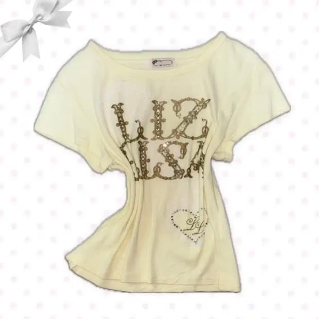 고전 리즈리사 큐빅 레터링 반팔 티 히메갸루 라떼갸루