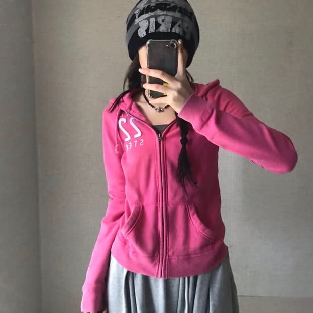 홀리스터 핑크 여리핏 우먼 후드집업 희귀져지