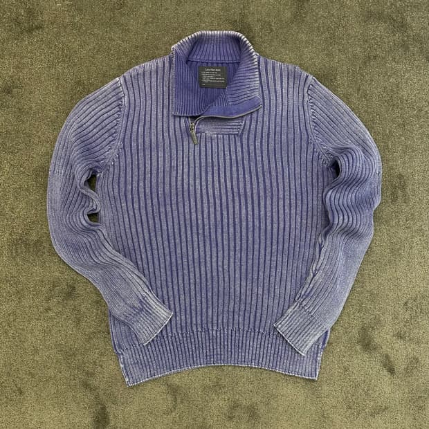 캘빈클라인 진 반집업 니트 퍼플 L