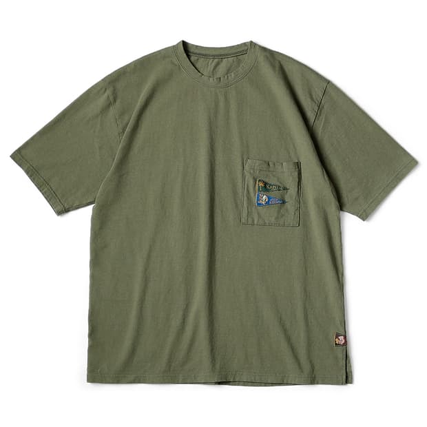 (XL)캐피탈 IDG 텐지쿠 패넌트 티셔츠 3 플래그 포켓 반팔 카키