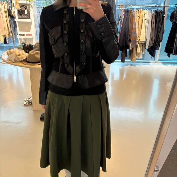 Vintage Leather Panel Jacket